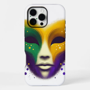 Purple yellow green Mardi Gras mask iPhone 16 Pro Max Case