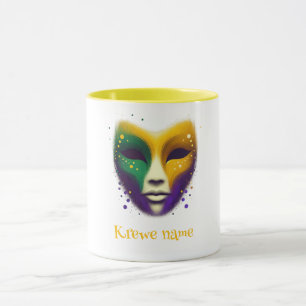 Purple yellow green Mardi Gras mask Mug