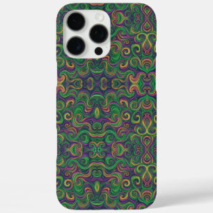 Purple yellow green Mardi Gras swirls abstract iPhone 16 Pro Max Case