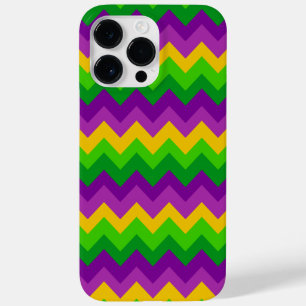 PURPLE YELLOW GREEN MARDI GRAS ZIG ZAG STRIPES Case-Mate iPhone 14 PRO MAX CASE