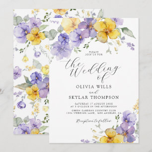 Purple Yellow Lavender Summer Flower Wedding Invitation
