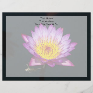 Purple & Yellow Lotus with Dragonfly Nymph Customized Letterhead