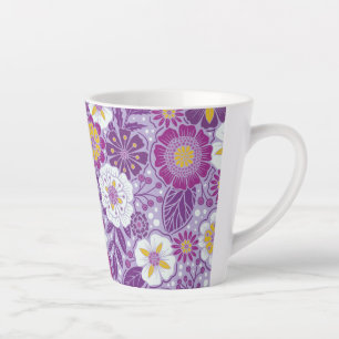 Purple, Yellow & Magenta Floral Latte Mug
