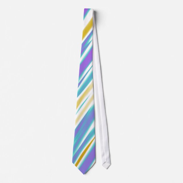 Purple Yellow Mint Abstract Stripes Tie (Front)
