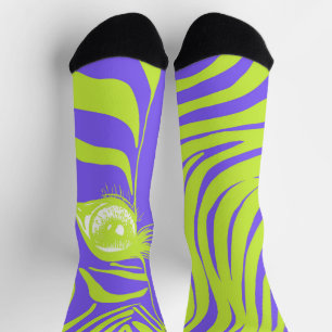 Purple Yellow Mismatched Zebra Socks