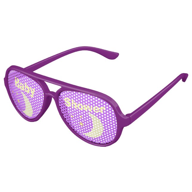 Purple & Yellow Moon & Stars Aviator Party Shades (Angled)