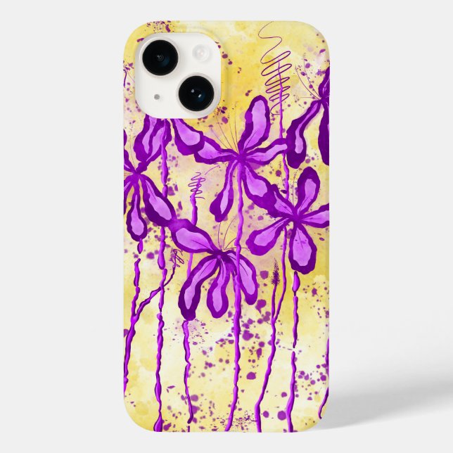 Purple/yellow Paint Splatter & Lilies Case-Mate iPhone Case (Back)