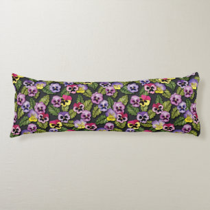 Purple & Yellow Pansies Floral Body Pillow