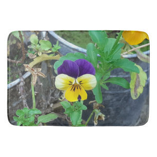 Purple & Yellow Pansy  Bath Mat