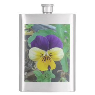 Purple & Yellow Pansy Classic Flask