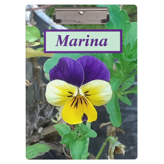 Purple & Yellow Pansy Clipboard (Front)