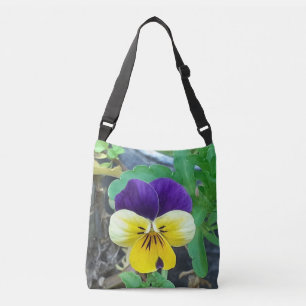 Purple & Yellow Pansy  Crossbody Bag