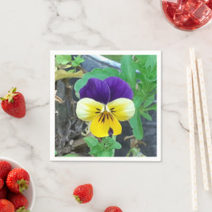 Purple & Yellow Pansy Paper Napkin