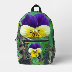 Purple & Yellow Pansy Printed Backpack