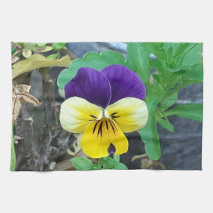 Purple & Yellow Pansy Tea Towel