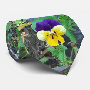 Purple & Yellow Pansy Tie
