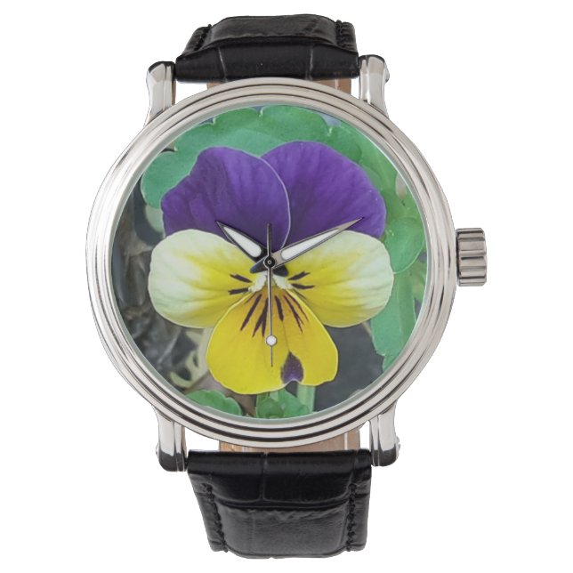Purple & Yellow Pansy  Watch (Front)