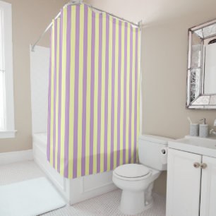 Purple Yellow Pastel Stripes Pattern Modern Shower Curtain