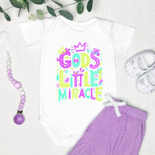 Purple Yellow Playful "God's Little Miracle"  Baby Bodysuit