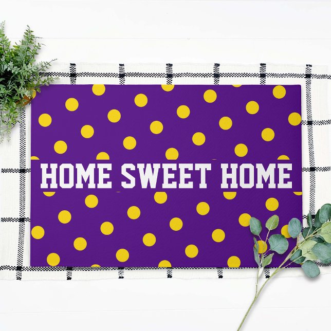 Purple Yellow Polka Dot School Football Home Doormat (Creator Uploaded)