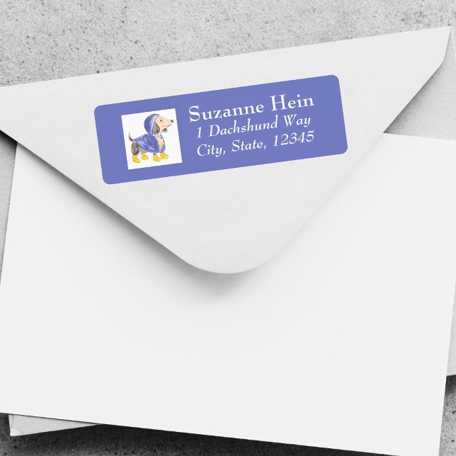 Purple Yellow Raincoat Dachshund  (Purple Yellow Raincoat Dachshund Label)