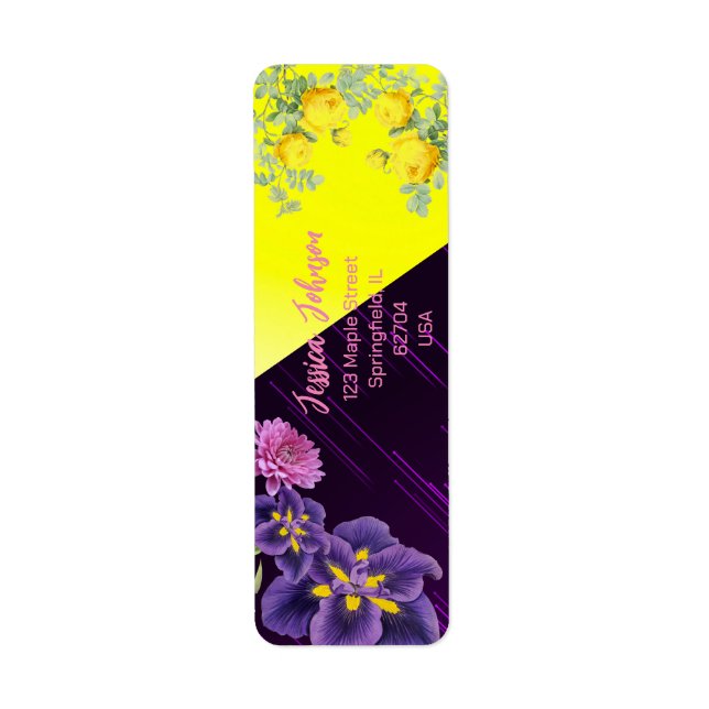 Purple & Yellow Rose Modern Boho Colourful Floral  (Front)