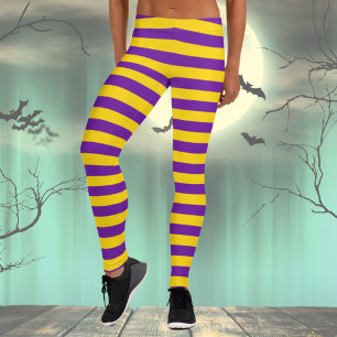 Purple & Yellow Striped Costume Leggings