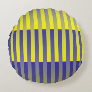Purple Yellow Striped Pattern Round Cushion