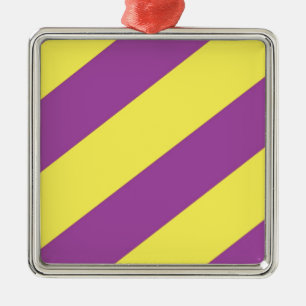 Purple & Yellow Stripes Metal Tree Decoration