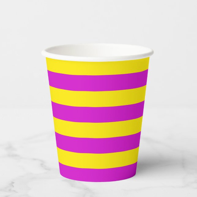 Purple Yellow Stripes Paper Cups (Front)