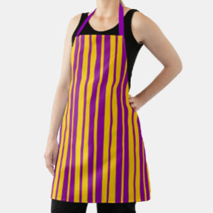 Purple Yellow Stylish Stripes Pattern Design  Apron