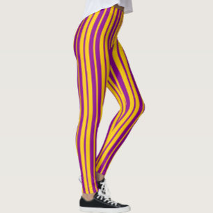 Purple Yellow Stylish Stripes Pattern Design  Leggings