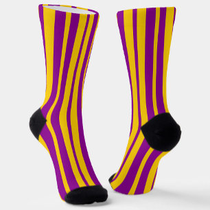 Purple Yellow Stylish Stripes Pattern Design  Socks