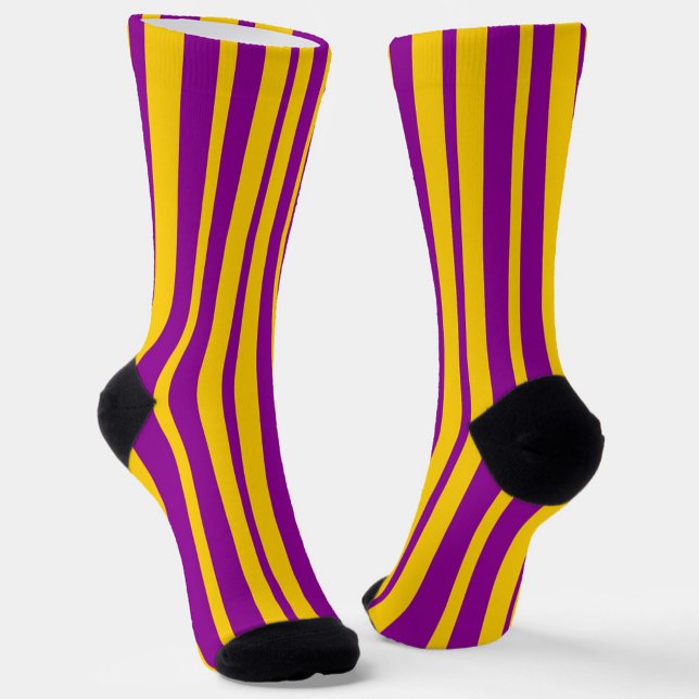 Purple Yellow Stylish Stripes Pattern Design  Socks (Creator Uploaded)