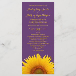 Purple Yellow Sunflower Wedding Program Programme