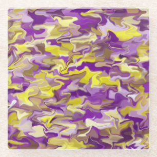 Purple Yellow Swirl Glass Coaster