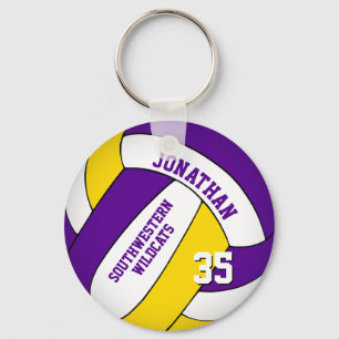 purple yellow team name boys' volleyball key ring