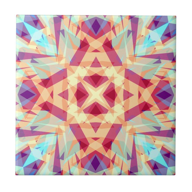 Purple Yellow Turquoise Red Geometric Moroccan  Cu Tile (Front)