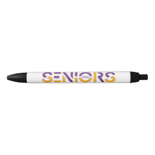 Purple & Yellow Two-Colour Seniors Sliced Letters Black Ink Pen