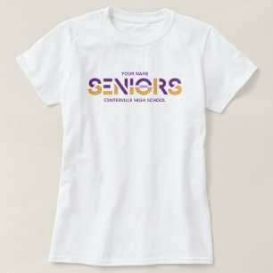 Purple & Yellow Two-Colour Seniors Sliced Letters T-Shirt