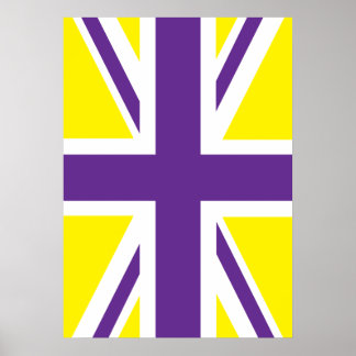 Purple Yellow Union Jack British(UK) Flag Poster