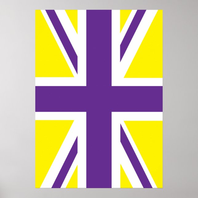 Purple Yellow Union Jack British(UK) Flag Poster (Front)