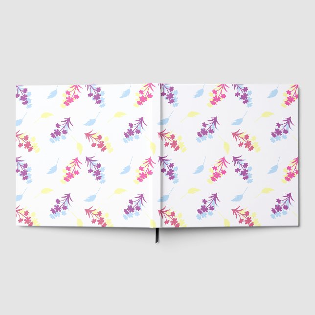 Purple Yellow Vintage Flowers Guest Book (Full)