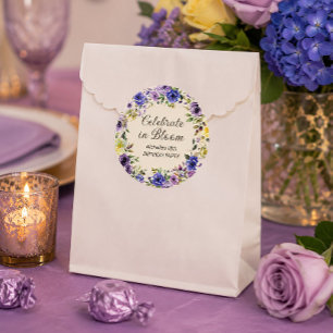 Purple Yellow Watercolor Floral Celebrate Bloom Classic Round Sticker