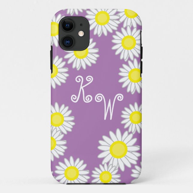 Purple Yellow White Grey Daisy Fun Case-Mate iPhone Case (Back)
