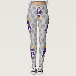 purple yellow xmas black santa claus basketball leggings