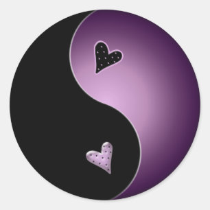purple yin yang classic round sticker