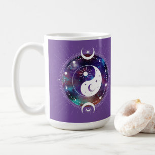 Purple Yin Yang Galaxy and Crescent Moon Mystical  Coffee Mug