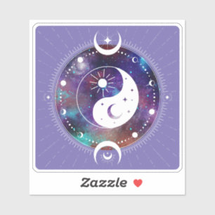 Purple Yin Yang Galaxy and Crescent Moon Sticker