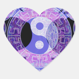 Purple Yin Yang Heart Sticker